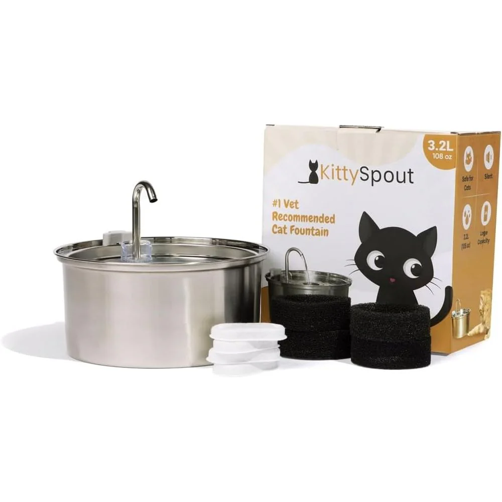 Like New KittySpout MFM0300 Stainless Steel Cat Water Fountain 3.2L/108oz - Durable, Quiet, Easy to Clean - Image 4