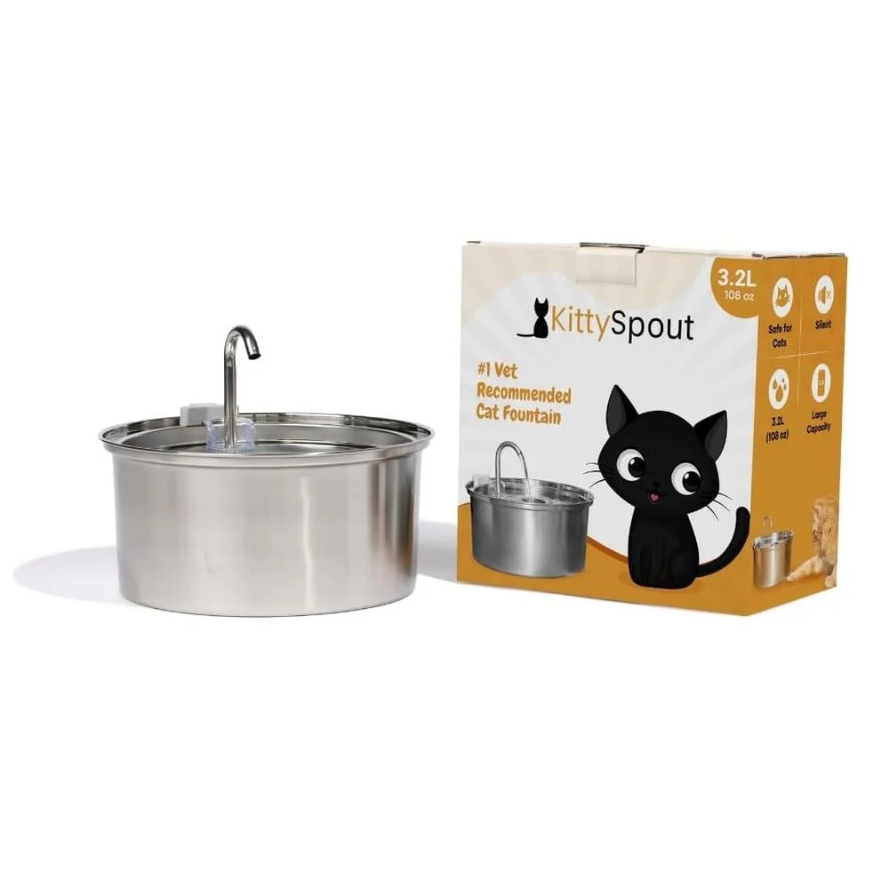 Pre-Owned KittySpout MFM001 Stainless Steel Cat Water Fountain, 3.2L